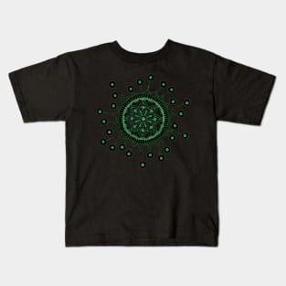 Virus Mandala (Black Greeen) Kids T-Shirt